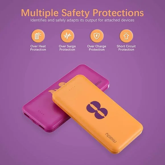 2-Pack Miady 10000mAh Dual USB Portable Charger, Fast Charging Power Bank